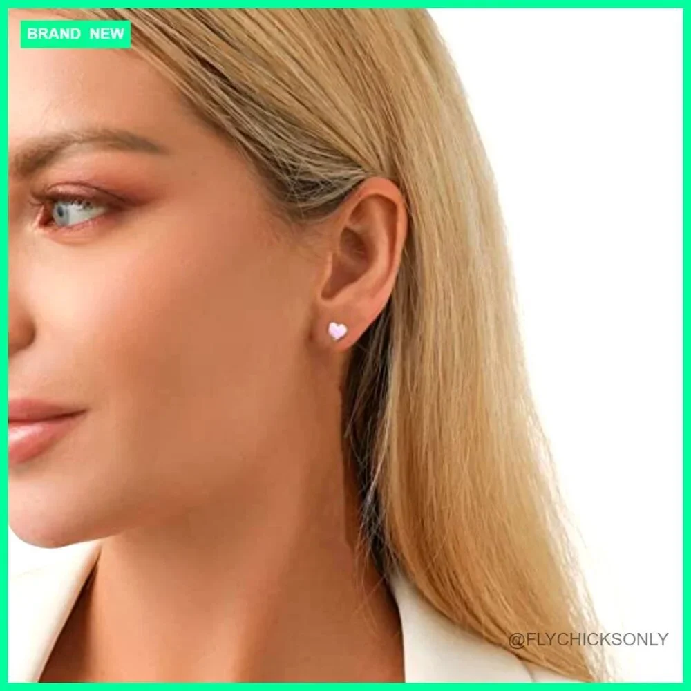 Titanium Heart Love Earrings 18g 14k Gold Plated Hypoallergenic Stud